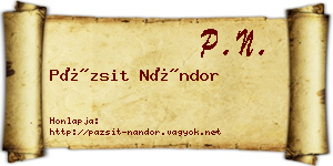 Pázsit Nándor névjegykártya