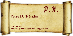 Pázsit Nándor névjegykártya