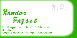 nandor pazsit business card